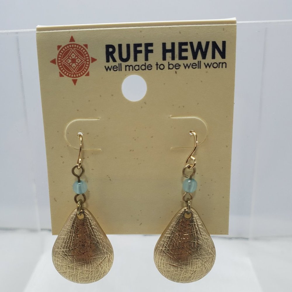 Ruff Hewn Bohemian Gold Teardrop Earrings (fish hook)